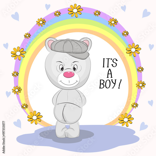 Cute  bear and inscription Its a Boy.