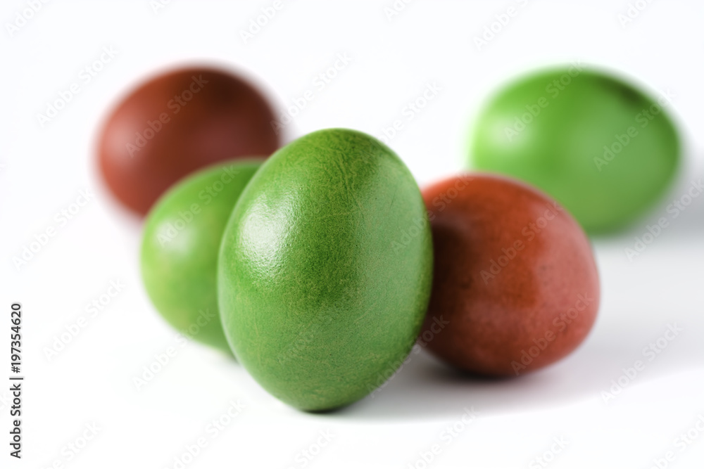 Easter eggs red and green isolated on white background. Easter eggs red and green isolated on white background.