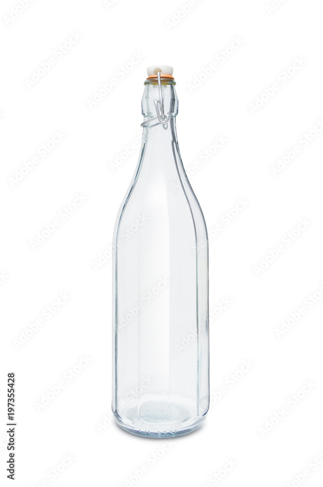 Empty vintage bottle isolated on white background