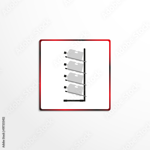 Stand for bottles filled with water. Vector icon.