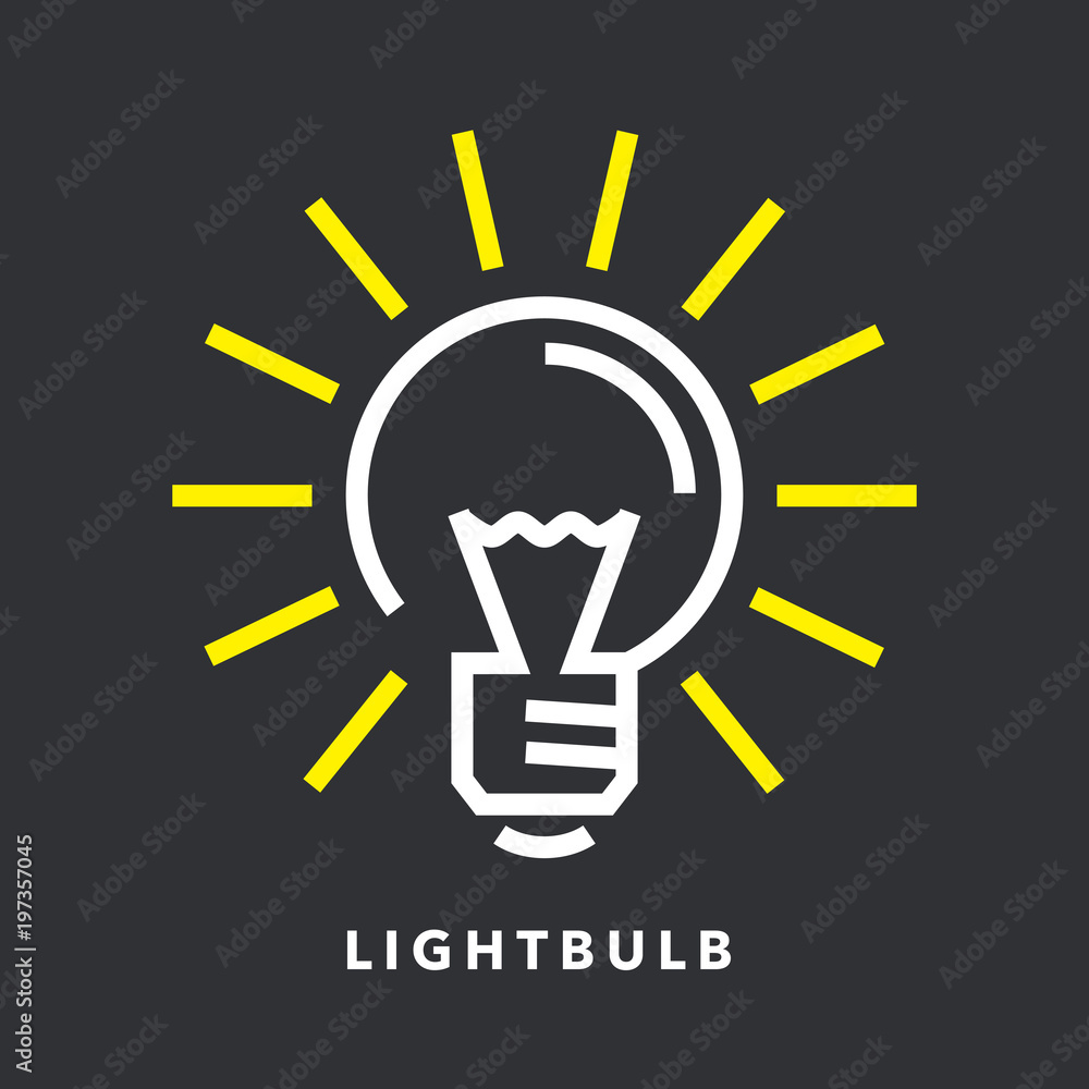 Lightbulb energy icon. Electric light line symbol. Vector illustration. Lightbulb energy icon. Electric light line symbol. Vector illustration.
