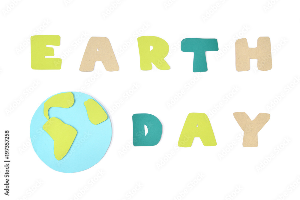 Earth day paper cut on white background - isolated Earth day paper cut on white background - isolated