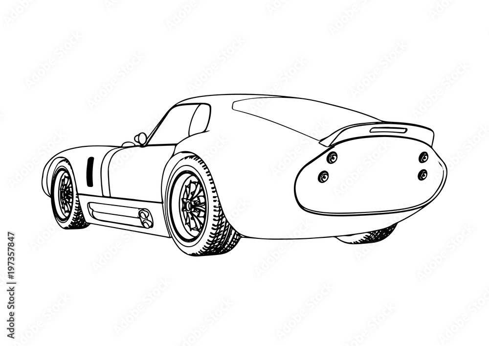 sketch retro car vector.