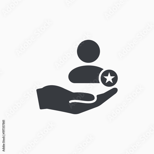 3522655 Customer icon with star sign. Customer icon and best, favorite, rating symbol