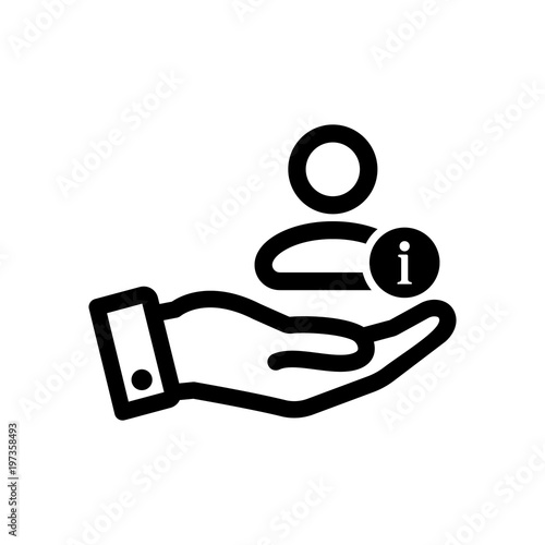 3522670 Customer icon with information sign. Customer icon and about, faq, help, hint symbol