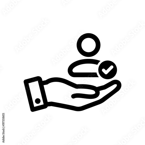 Customer icon with check sign. Customer icon and approved, confirm, done, tick, completed symbol
