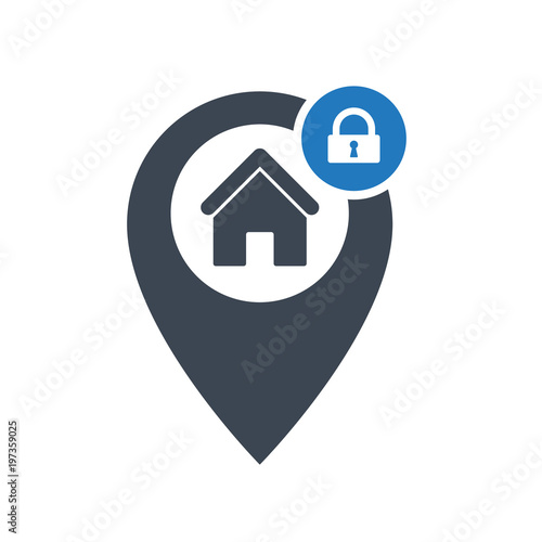 3523460 Address icon with padlock sign. Address icon and security, protection, privacy symbol