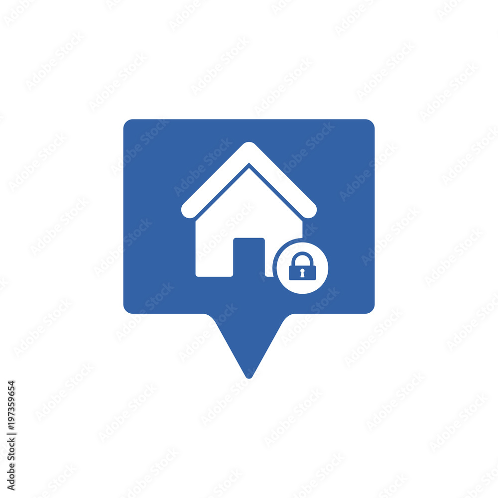 Address icon with padlock sign. Address icon and security, protection, privacy symbol