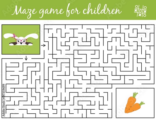 Help bunny girl find path to carrots through the labyrinth. Maze game