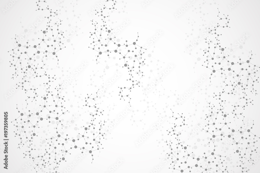 Obraz premium Structure molecule and communication. Dna, atom, neurons. Scientific concept for your design. Connected lines with dots. Medical, technology, chemistry, science background. Vector illustration.