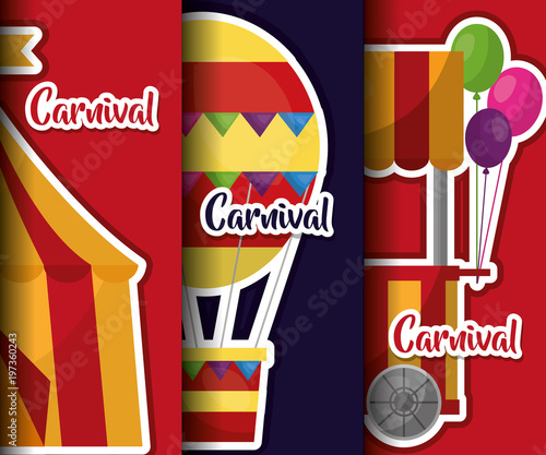 carnival tent balloon fetival decoration vector illustration