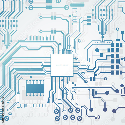 Vector circuit board illustration. Abstract technology. Microchip background. 