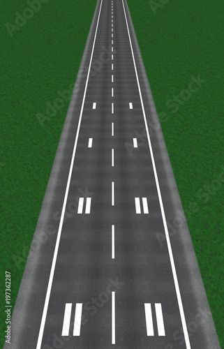 Airport runway illustration with green grass photo