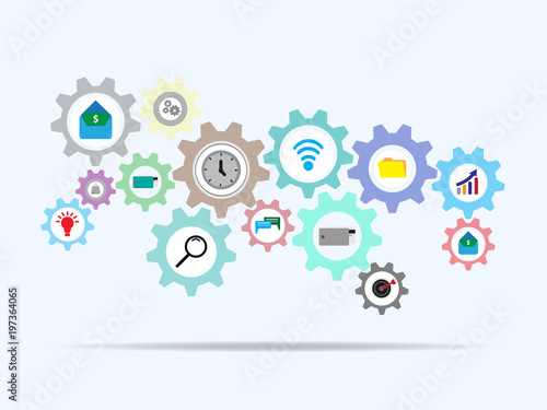 Gear mechanism with icon inside. Vector illustration style. © captainweeraphan