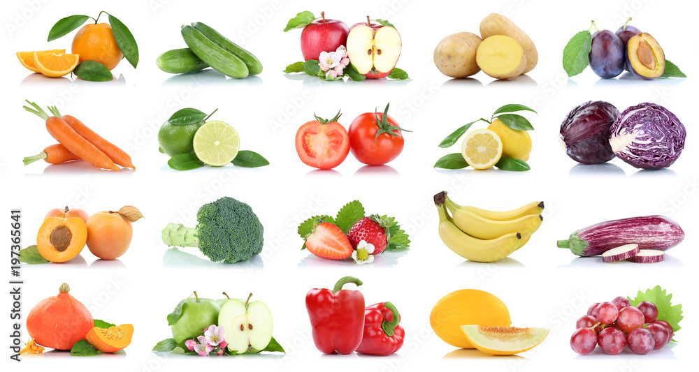 Obst und Gemüse Früchte viele Apfel Tomaten Orangen Weintrauben Farben Freisteller freigestellt isoliert Obst und Gemüse Früchte viele Apfel Tomaten Orangen Weintrauben Farben Freisteller freigestellt isoliert