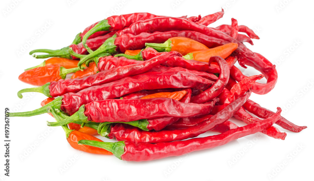 Pile of red hot chili peppers isolated Pile of red hot chili peppers isolated