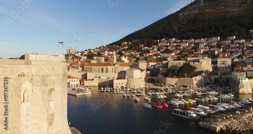 Aerial photography of the old castle of Croatia, the middle plan