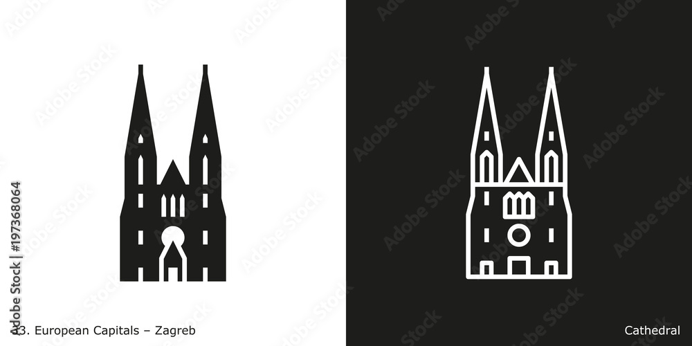 Zagreb Cathedral Icon.
Landmark building from the capital city of Croatia - obrazy, fototapety, plakaty 