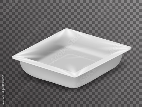 Disposable food pack isolated isometric 3d realistic shop package box with shadow mockup transparent background design vector illustration