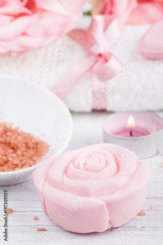 SPA organic products with soap  bath salt