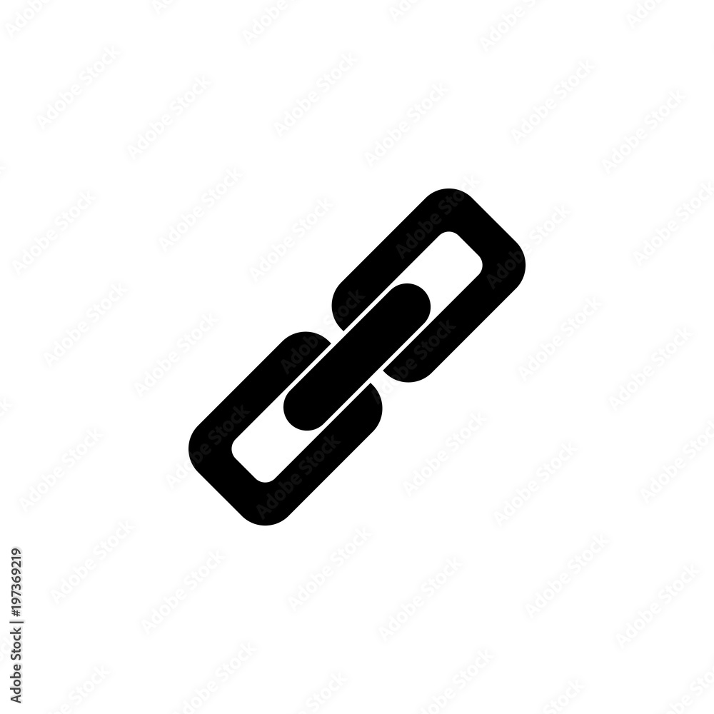 Chain Link. Flat Vector Icon. Simple black symbol on white background