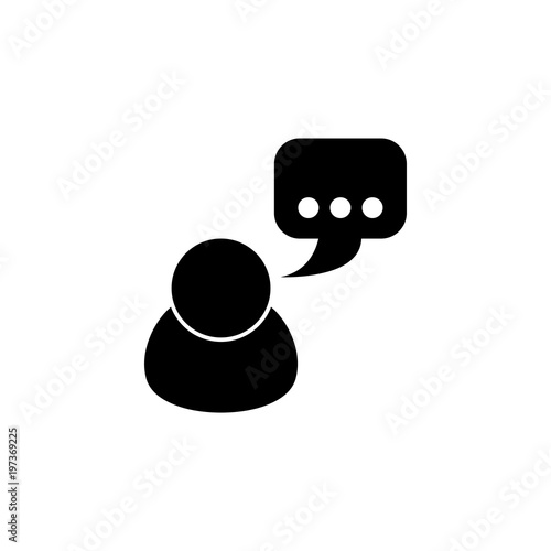Talking. Flat Vector Icon. Simple black symbol on white background