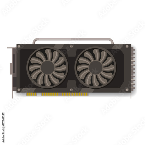 GPU videocard for mining isolated icon. Blockchain technology and digital money, cryptocurrency system cartoon vector illustration.