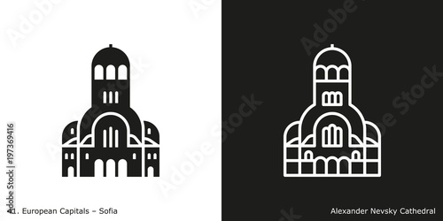 Alexander Nevsky Cathedral Icon. Landmark building of Sofia, the capital city of Bulgaria
