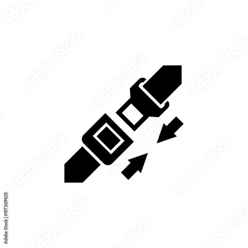 Safety Belt. Seatbelt. Flat Vector Icon. Simple black symbol on white background