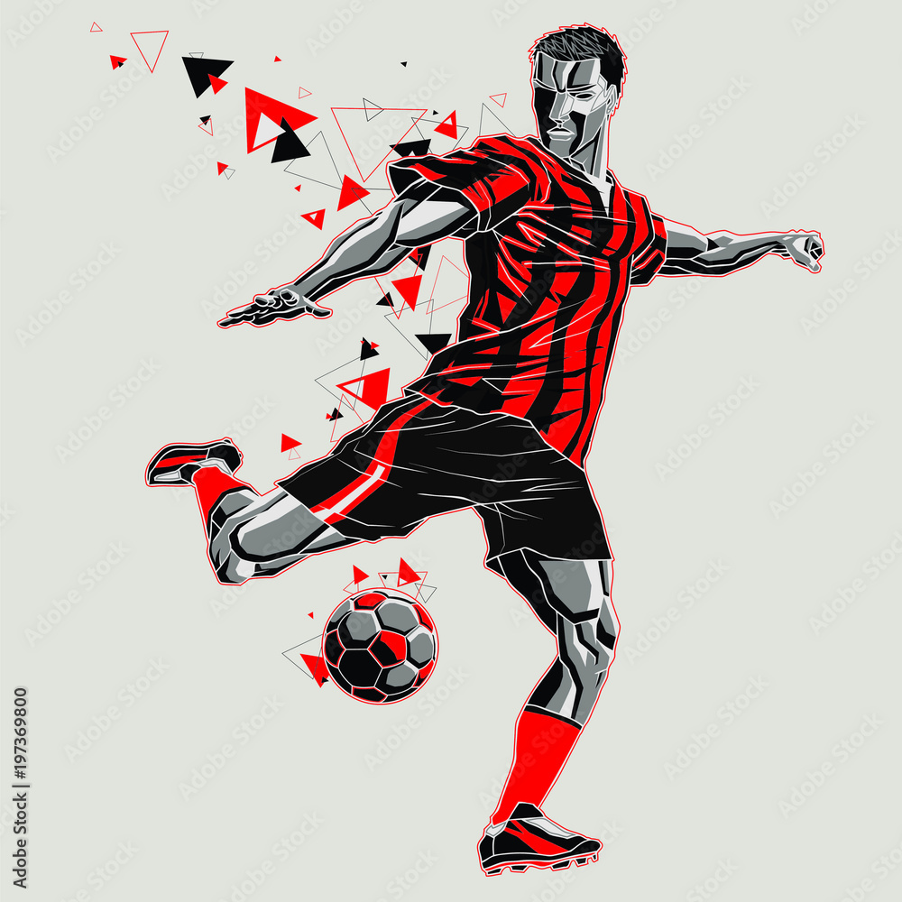 Fototapeta premium Soccer player with a graphic trail