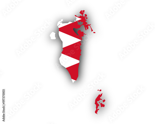 Karte und Fahne von Bahrain