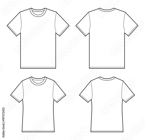 TEE Shirt top fashion flat technical drawing template