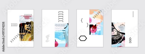 Set of artistic abstract universal card templates