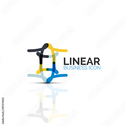 Abstract flower or star minimalistic linear icon, thin line geometric flat symbol for business icon design, abstract button or emblem