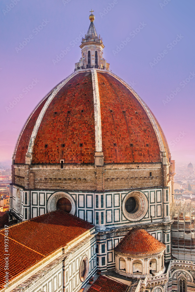 Cathedral Santa Maria del Fiore in Florence, Italy. Florence is a popular tourist destination of Europe..