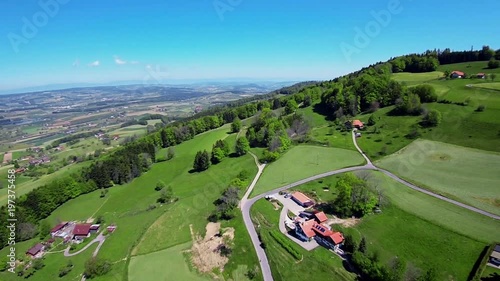 Switzerland Country side - aerial. Beautiful swiss panorama