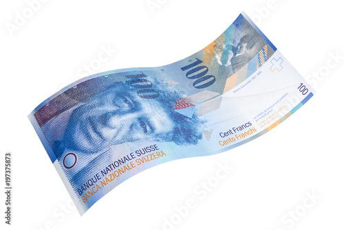 Curved banknote of the hundred Swiss francs photo