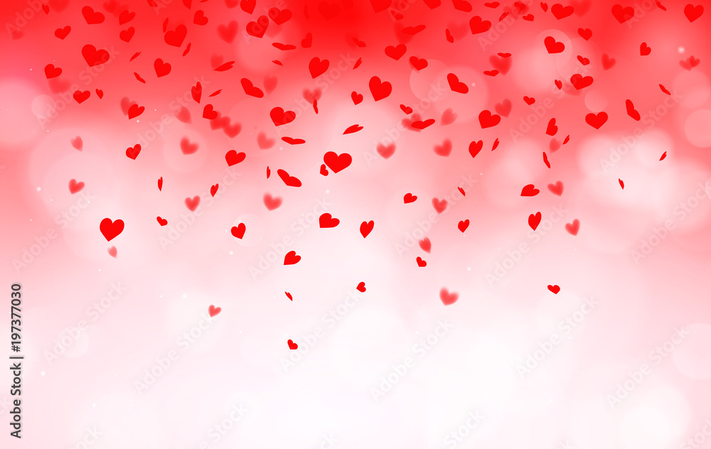 Herz Konfetti mit Bokeh Kulisse und Textfreiraum - Muttertag, Valentinstag 