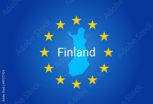 EU - European Union flag and Map of Finland. vector