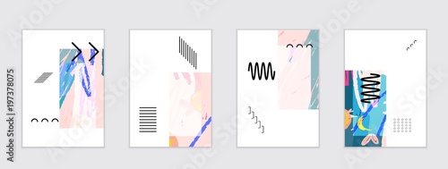 Set of artistic abstract universal card templates