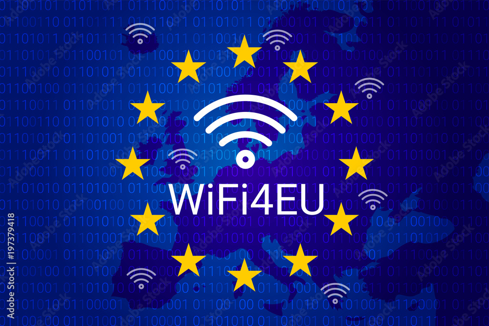 wifi4eu - free Wi-Fi hotspots in the European Union. vector illustration