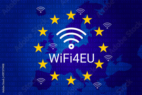 Obraz na płótnie wifi4eu - free Wi-Fi hotspots in the European Union. vector illustration w salonie