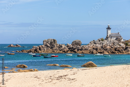 La Phare de Pontusval. Lighthouse in Brittany, France. photo