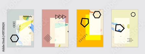 Set of artistic abstract universal card templates