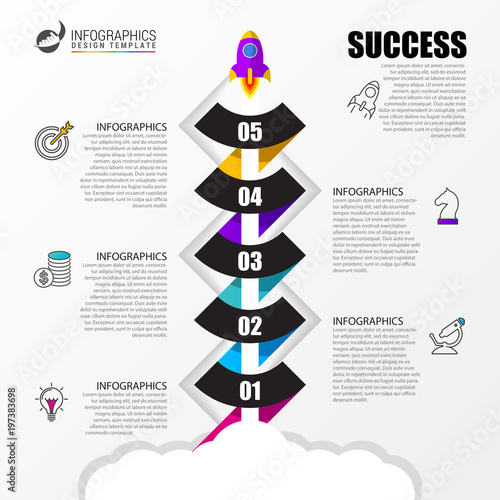 Timeline with 5 steps. Infographic design template. Vector