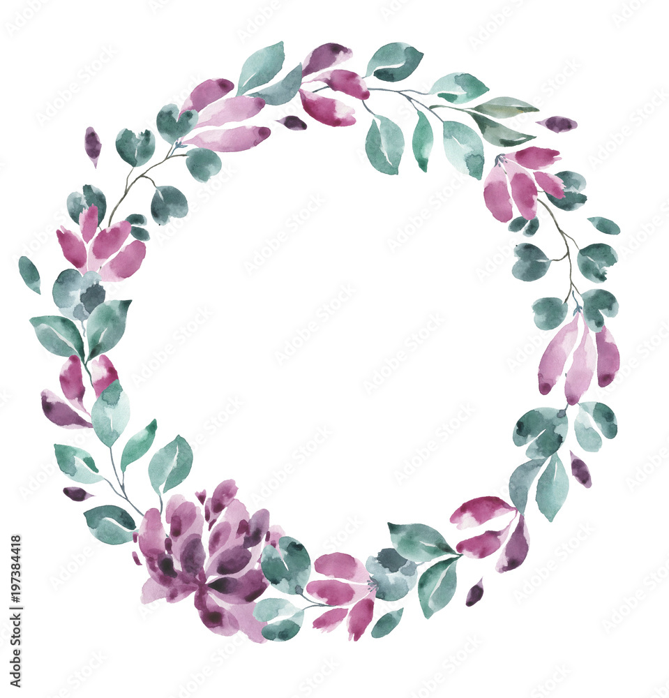 Blossoms collection. Watercolor flower and floral wreath #5