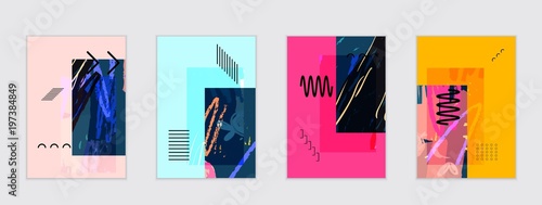 Set of artistic abstract universal card templates