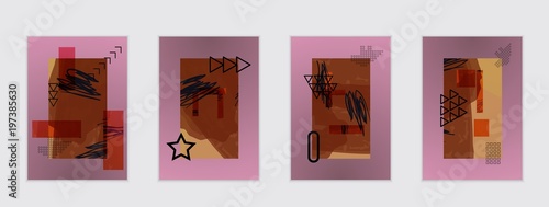 Set of artistic abstract universal card templates