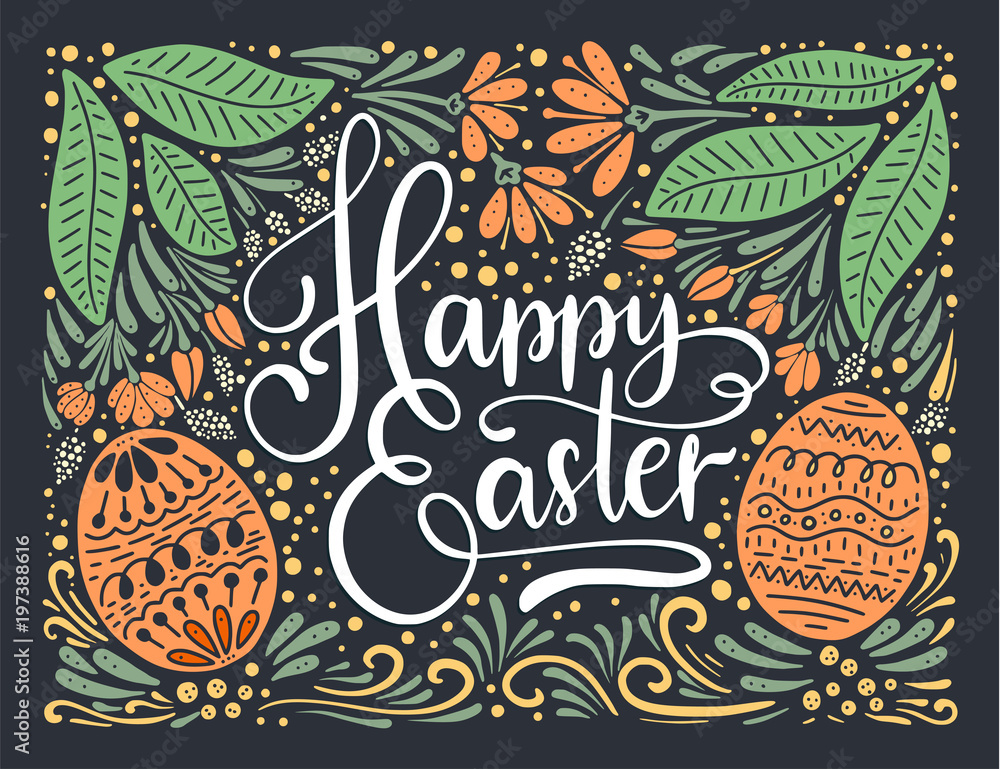 Easter vector lettering card.