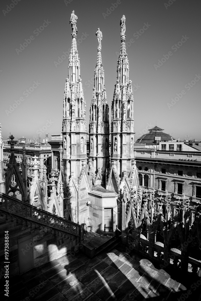 Fototapeta premium Milan Duomo detail - black and white image